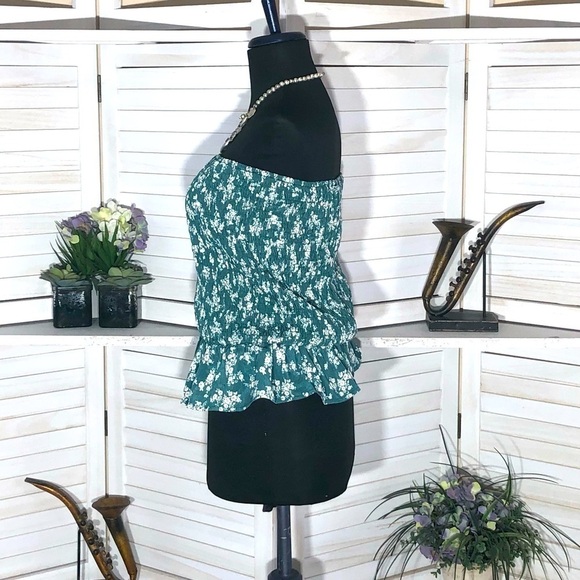 Shein Strapless Floral Chiffon Ruffled Top XS - Picture 5 of 8